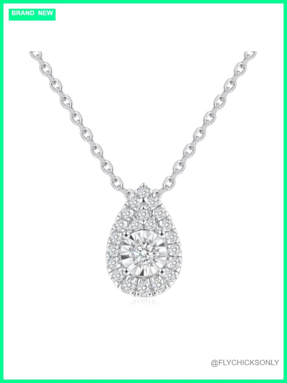 Lab Grown Diamond Round Halo Pendant Necklace Sterling Silver